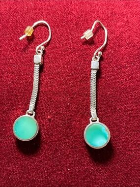 Reversible Turquoise, Purple Stone, and Opal Drop Earrings